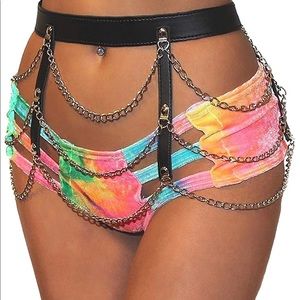 FAUX LEATHER CHAIN HARNESS BELT FESTIVAL RAVE